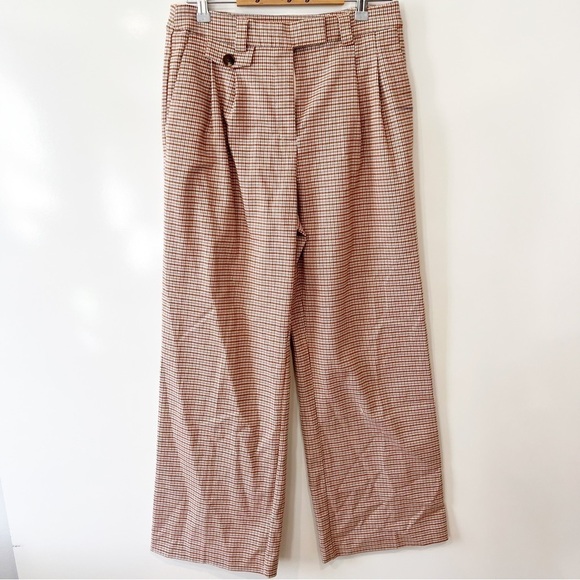 Nordstrom 1. STATE Wide Leg Flare Checker Plaid Pants - Picture 2 of 13
